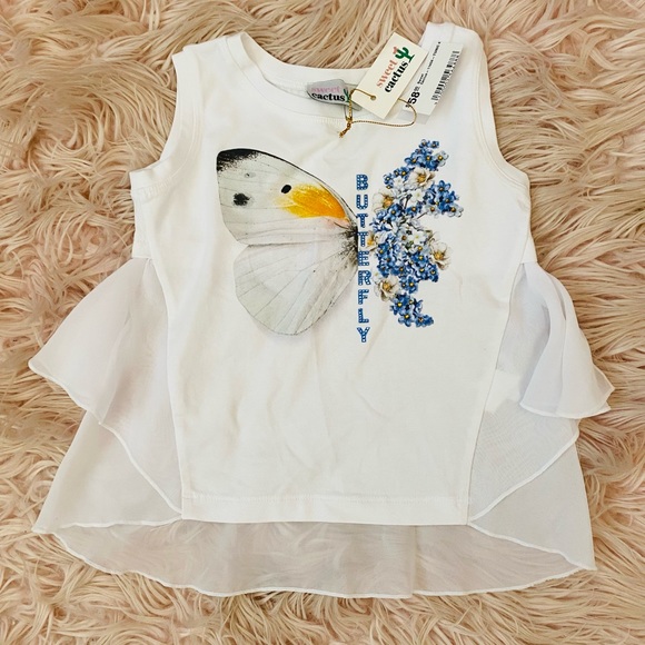 NWT! White butterfly sleeveless tunic size 4Y! 🦋 - Picture 4 of 7